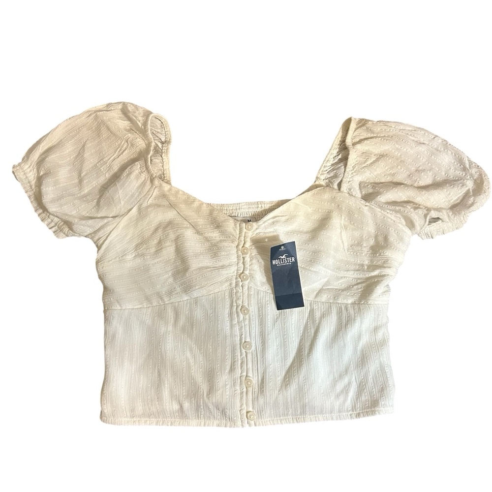 Hollister Women's White Puff Sleeve Blouse